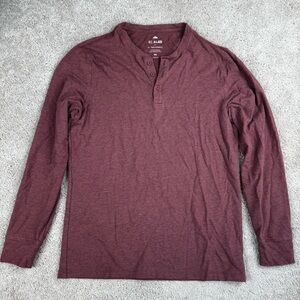 01.Algo Performance Long Sleeve Henley Burgundy Moisture Wicking Size M